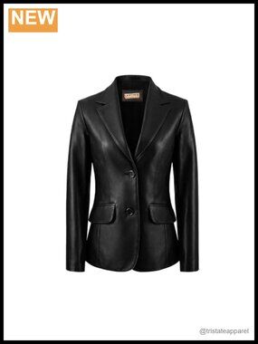 Genuine Lambskin Leather Blazer Jacket Women's Real Leather Coat